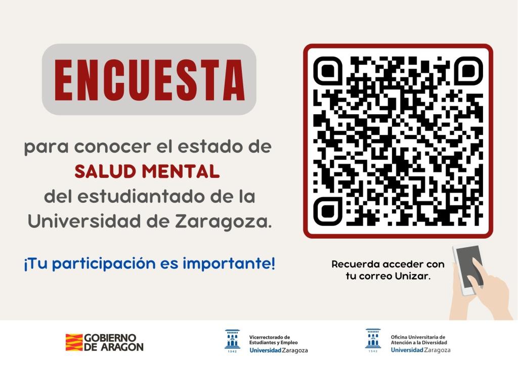 Cartel informativo Encuesta Salud Mental con QR de acceso al formulario
