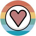 Icono de un corazón sobre fondo de colores arcoiris 