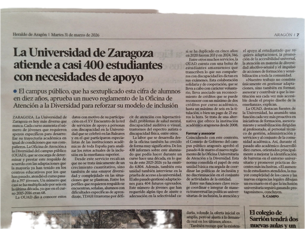 recorte de periódico con la noticia sobre la OUAD