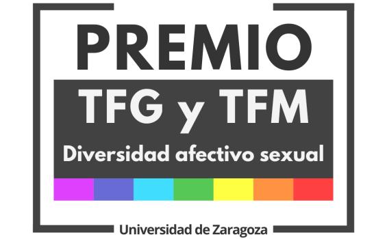 Imagen gráfica sobre fondo blanco se lee Premio TFG y TFm Diversidad Universidad de Zaragoza. 