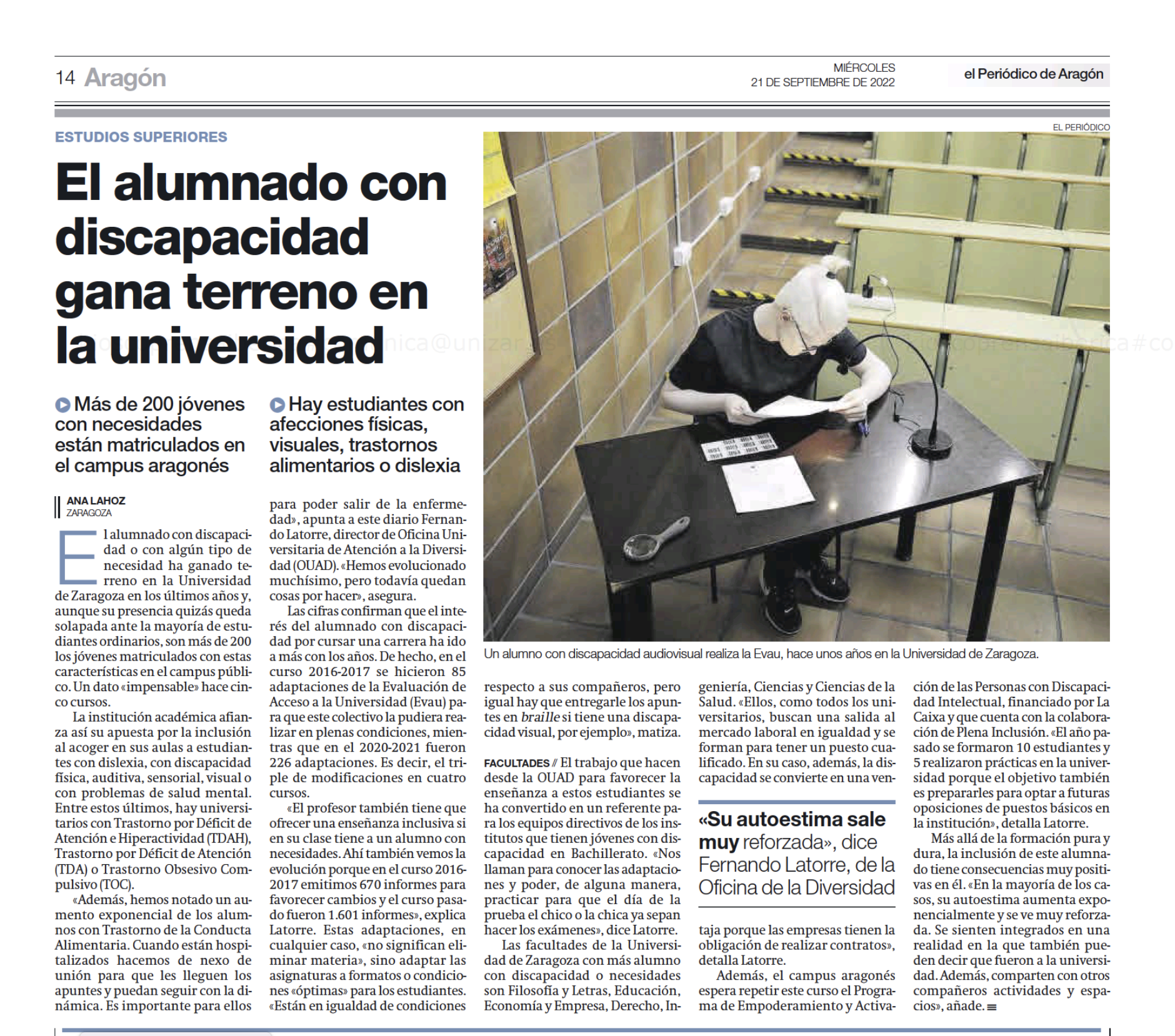Imagen del artículo escrito de El Periódico de Aragon