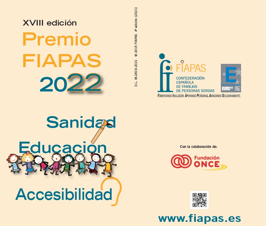 Imagen de la portada del folleto donde está escrito: 18 edición Premios FIAPAS